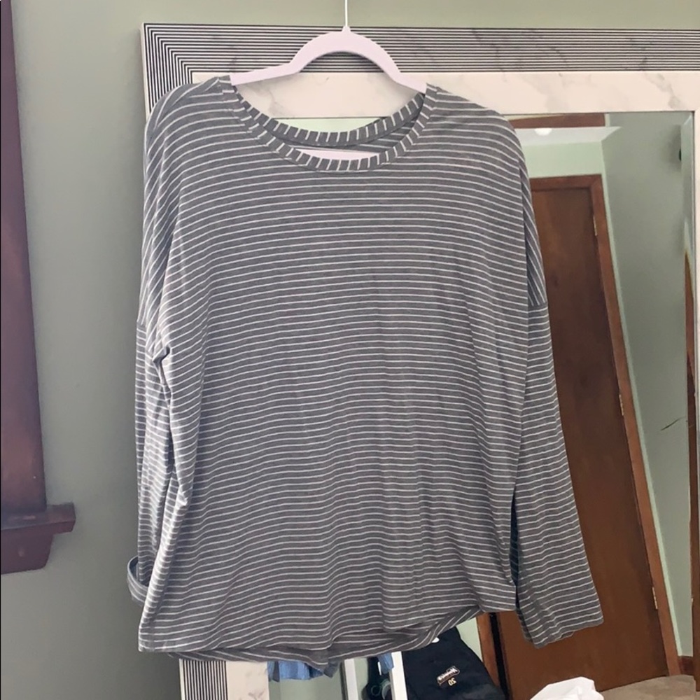 Lululemon Gray/White Striped Longsleeve